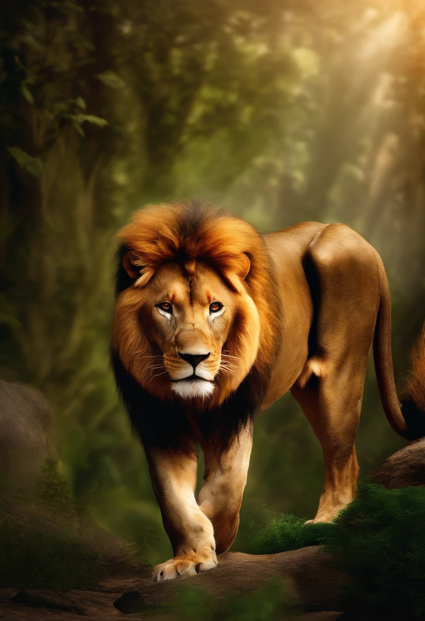 lion zoodiac knight, aiolia, realistic in the sanctuary, attacking