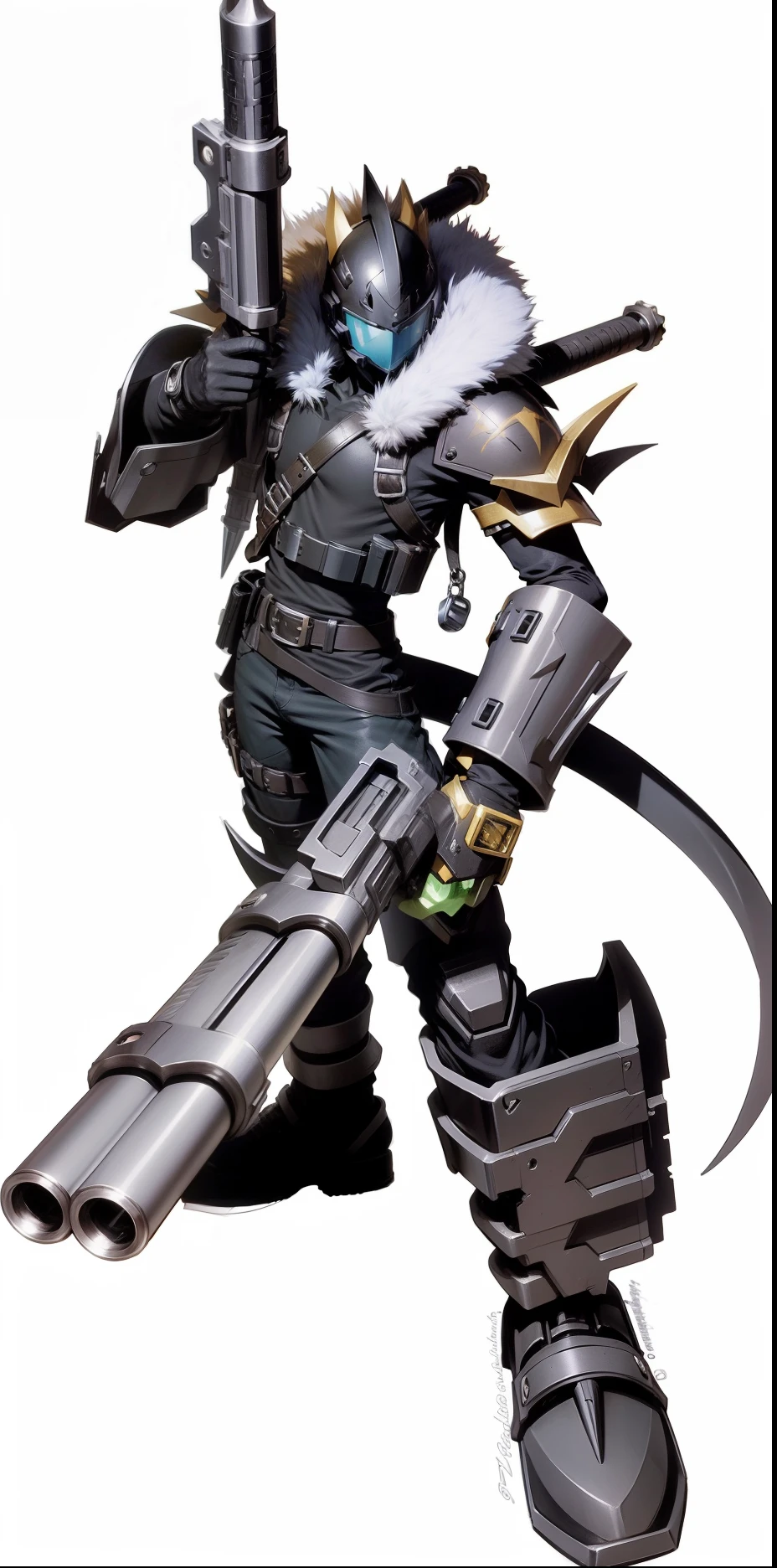 Digimon color black weapons in hand concept art fantasy