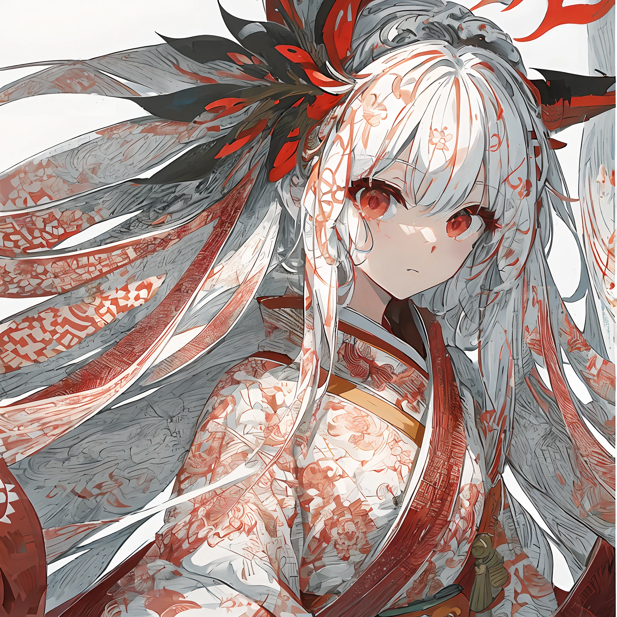 anime girl with long white hair and red and white dress, white haired deity, onmyoji portrait, onmyoji detailed art, onmyoji, trending on artstation pixiv, guweiz on pixiv artstation, clean detailed anime art, digital art on pixiv, guweiz on artstation pixiv, detailed digital anime art, from arknights