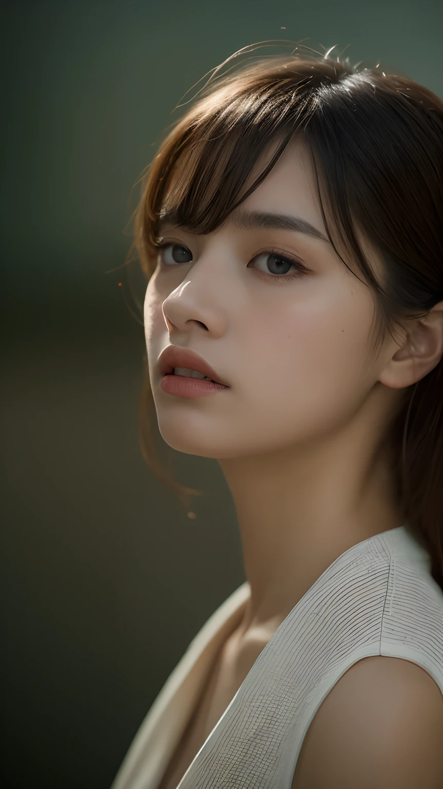 8k, top quality, masterpiece:1.2), (realistic, photo-realistic:1.37), top quality, masterpiece, beautiful young woman, pensive facial expression, thoughtful look, elegantly dressed, hair tied back, messy mood, cinematic backdrop, tired, light skin tone,sexy
