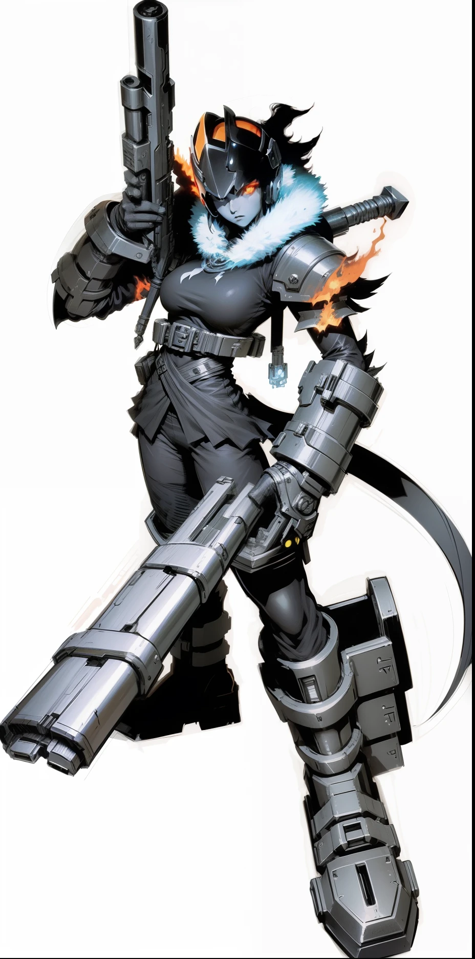 Digimom color black weapons in hand concept art fantasy, Elemental fire