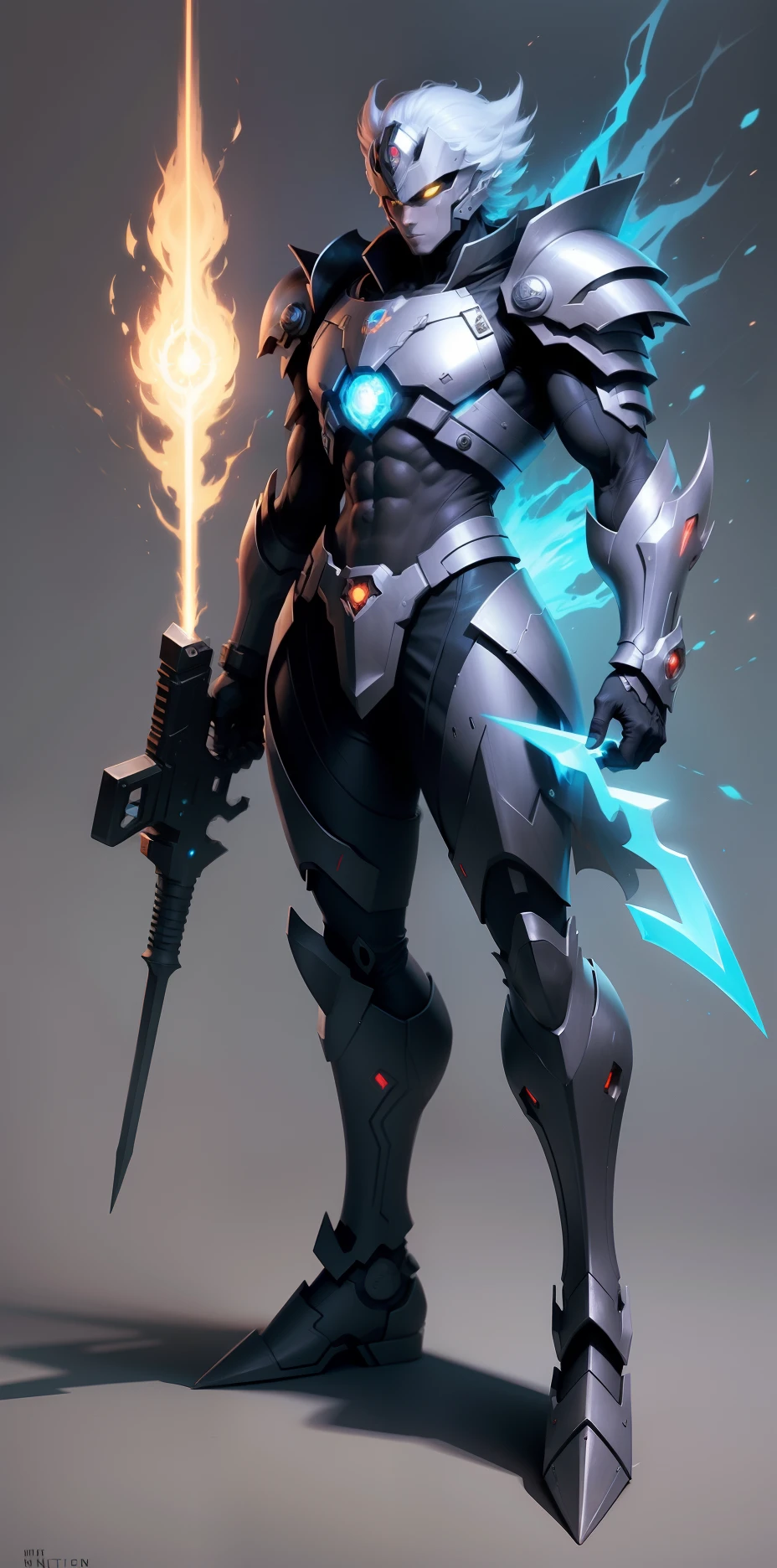 Digimom male color black weapons in hand concept art fantasy, Elemental fire, Power fire