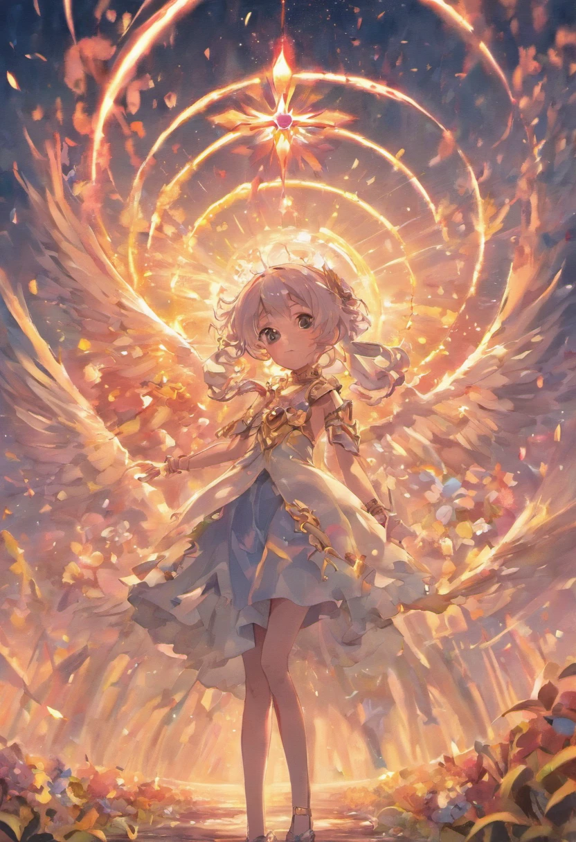 Menino anime com asas brancas e halo no campo de flores, anjo bonito, menino anjo, Arte em estilo Guviz, Guweiz em Pixiv ArtStation, Obra-prima de Guweiz, Retrato de um anjo bonito, anime de fantasia bonito, anjo bonito, Anjo majestoso de corpo inteiro