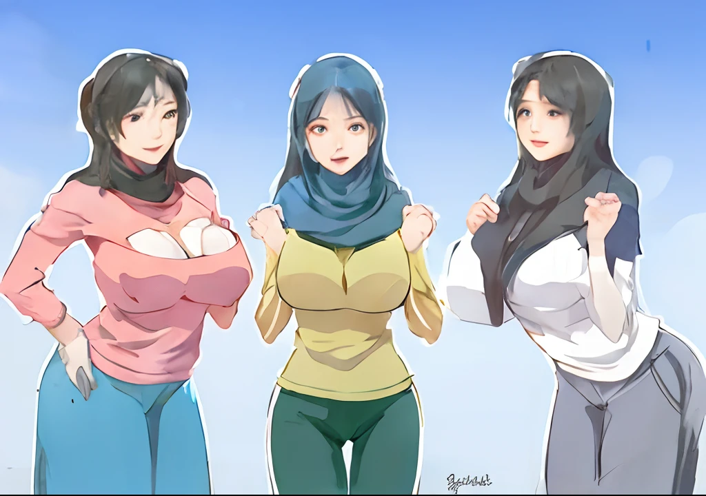 stechu,(white background:1.4), ((tachi-e)), original,(illustration:1.1),(best quality),(masterpiece:1.1),(extremely detailed CG unity 8k wallpaper:1.1), (colorful:0.9),(panorama shot:1.4),(solo:1.2), (ink splashing),(color splashing),((watercolor)), clear sharp focus,{ 1girl standing },((korean style )),flower background,outdoors,rocks, looking at viewer, make happy expressions,soft smile,pure,beautyfull detailed face and eyes,beautyfull intricacy clothing decorative pattern details, black hijab,black eyes,colorwater,super big breast,huge breast,(P cup),showing breast
