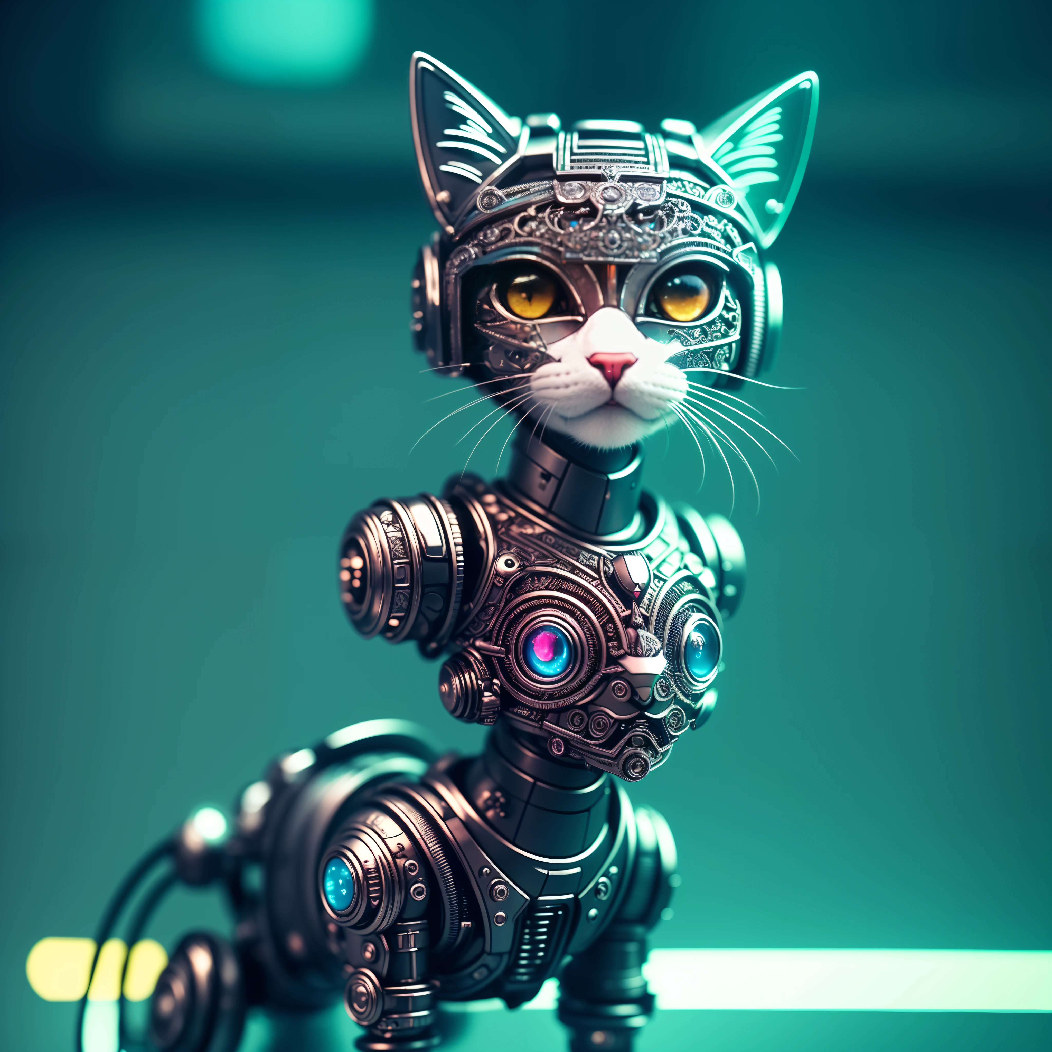 a Mexican cat robot with a human-robot hybrid face, showcasing its adorable cute feet!, (Full body), The artwork is rendered in a medium that emphasizes detailed and vibrant visuals. The cat robot has a  body, which adds to its cuteness, and a compact frame. It has a big ballsack that stands out, a small cute cock! a small dick, cute dick, and cute penis, highlighting its unique features. The focus is on the cat robot's cute feet up in the air.