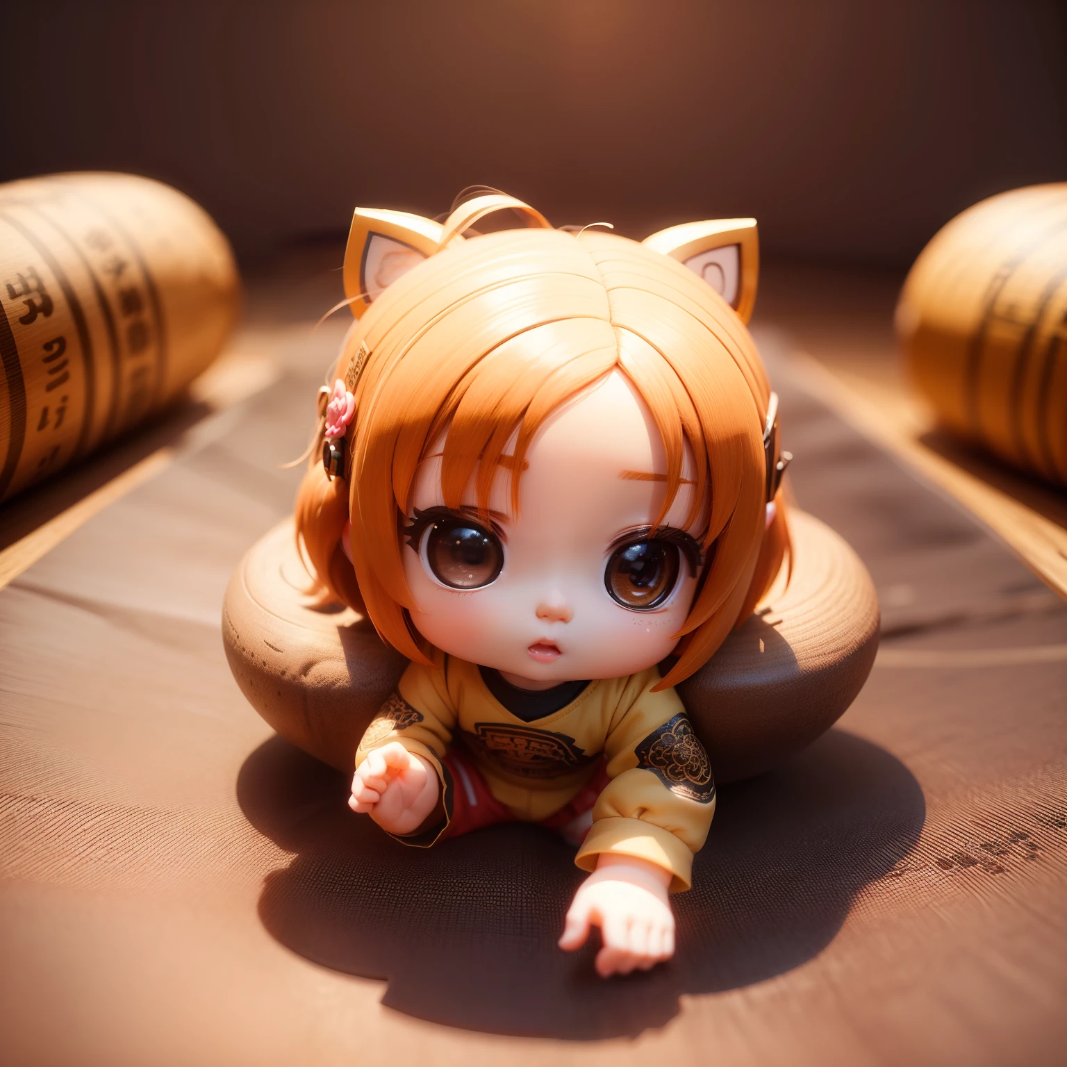 masterpiece、top-quality、ultra-detailliert、(Momotaro Chibi:1.2)、male child、peaches、Sit up、
