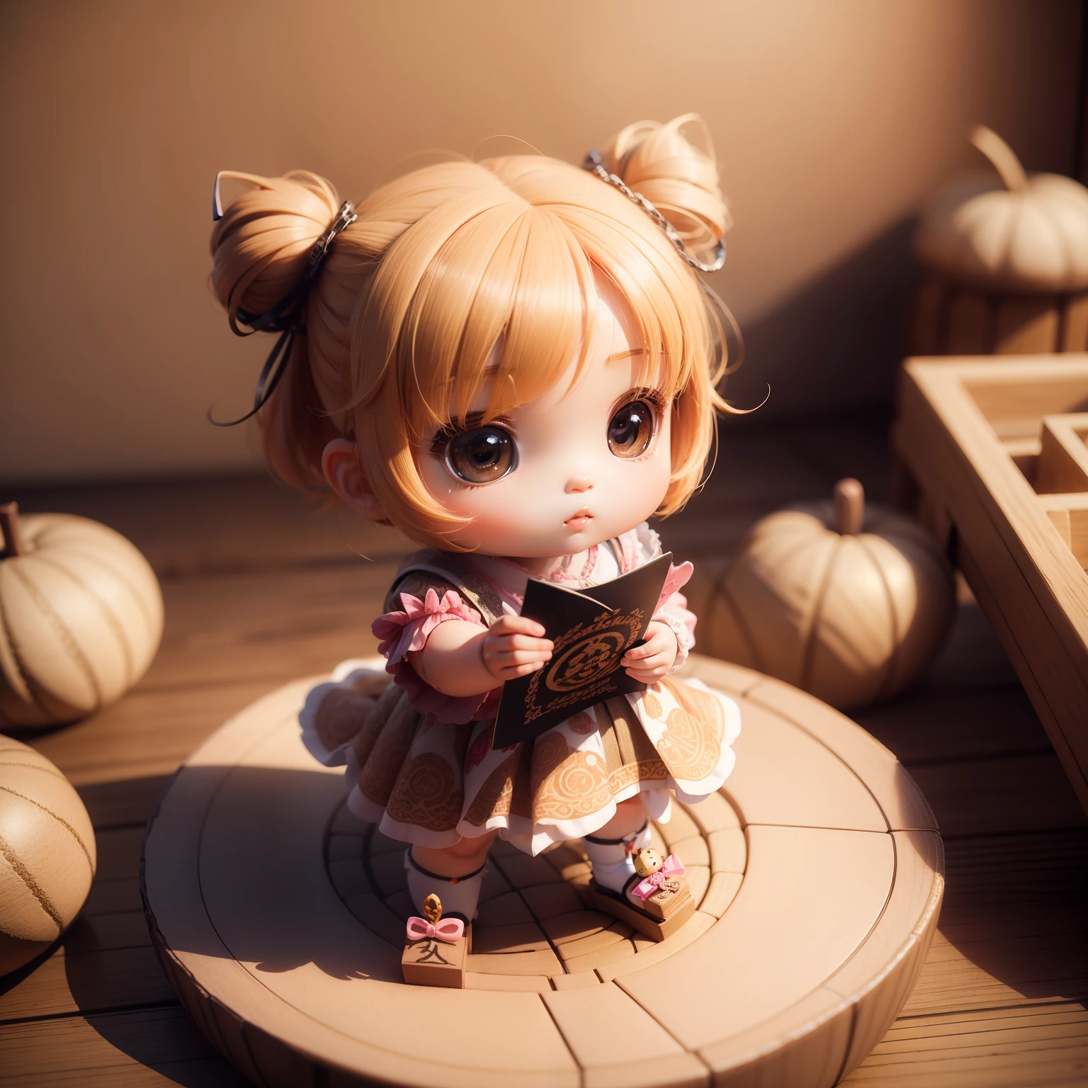 e Babibi Anime、(((chibi 3d))) (Best Quality), (masutepiece)、Chibi Model、Detailed Face Calligraphy Pattern, Artistic lettering, Beautiful script, penmanship, Visual poetry, cultural expression, Decorative writing,Read the letter、Standing