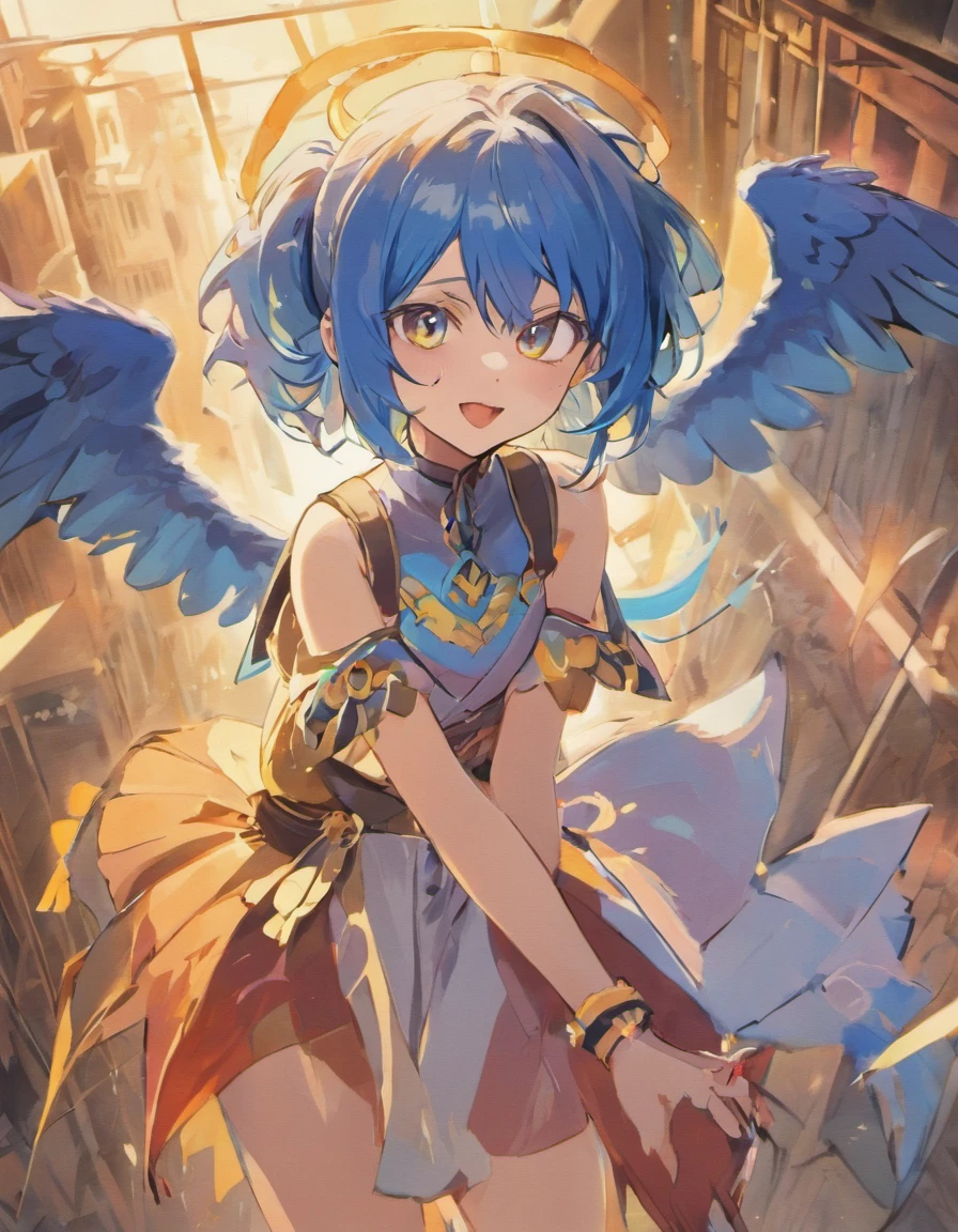 Spear Warrior; blue hairs; wingspan;