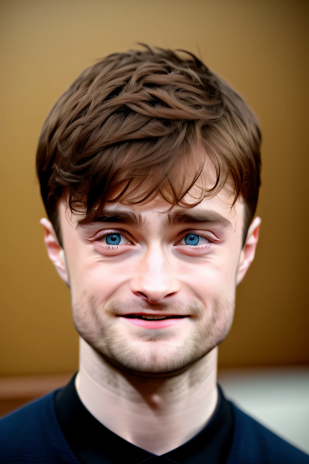 close-up photo of daniel radcliffe looking at the mirror