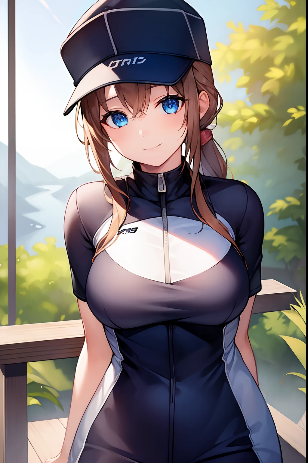 1girl in、​masterpiece、8K、semi - realistic、4K、nffsw、Shaders、Brilliant Textured Work、sports cap、Smile