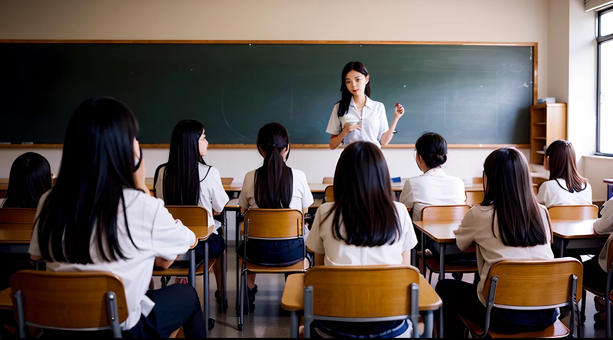 high detal、highly accurate、School classroom de、１female high-school student