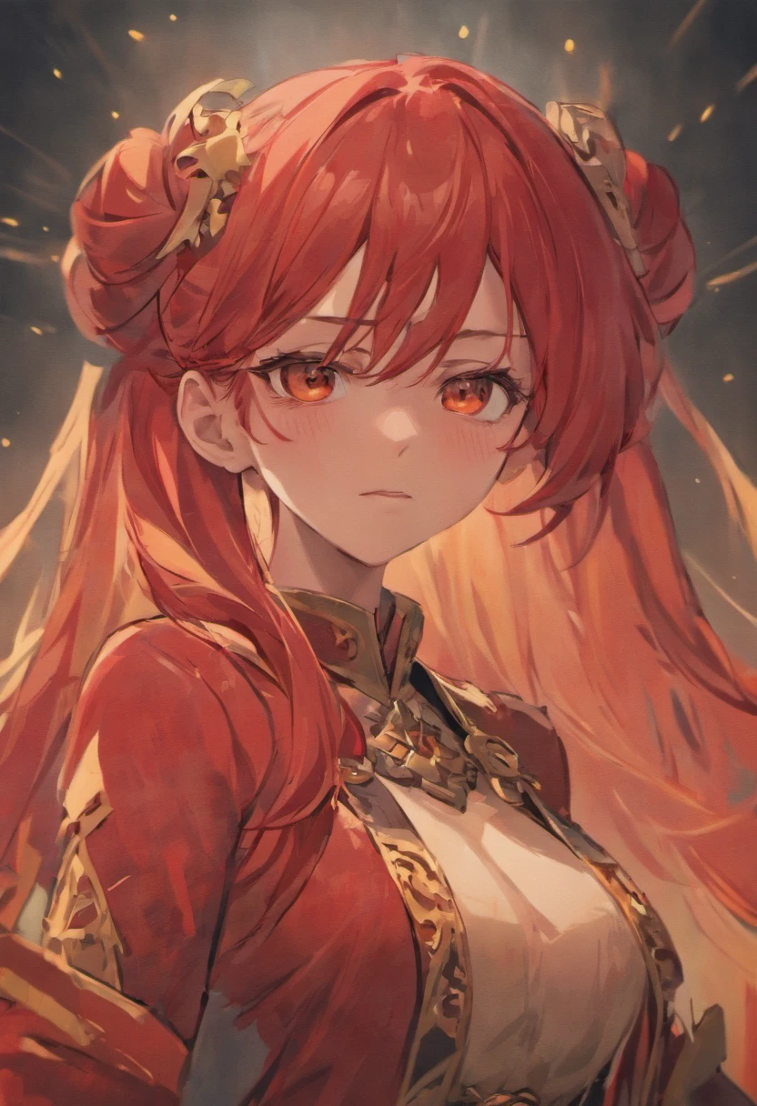 A close up face portrait of a gorgeous orc lady, Long red hair,