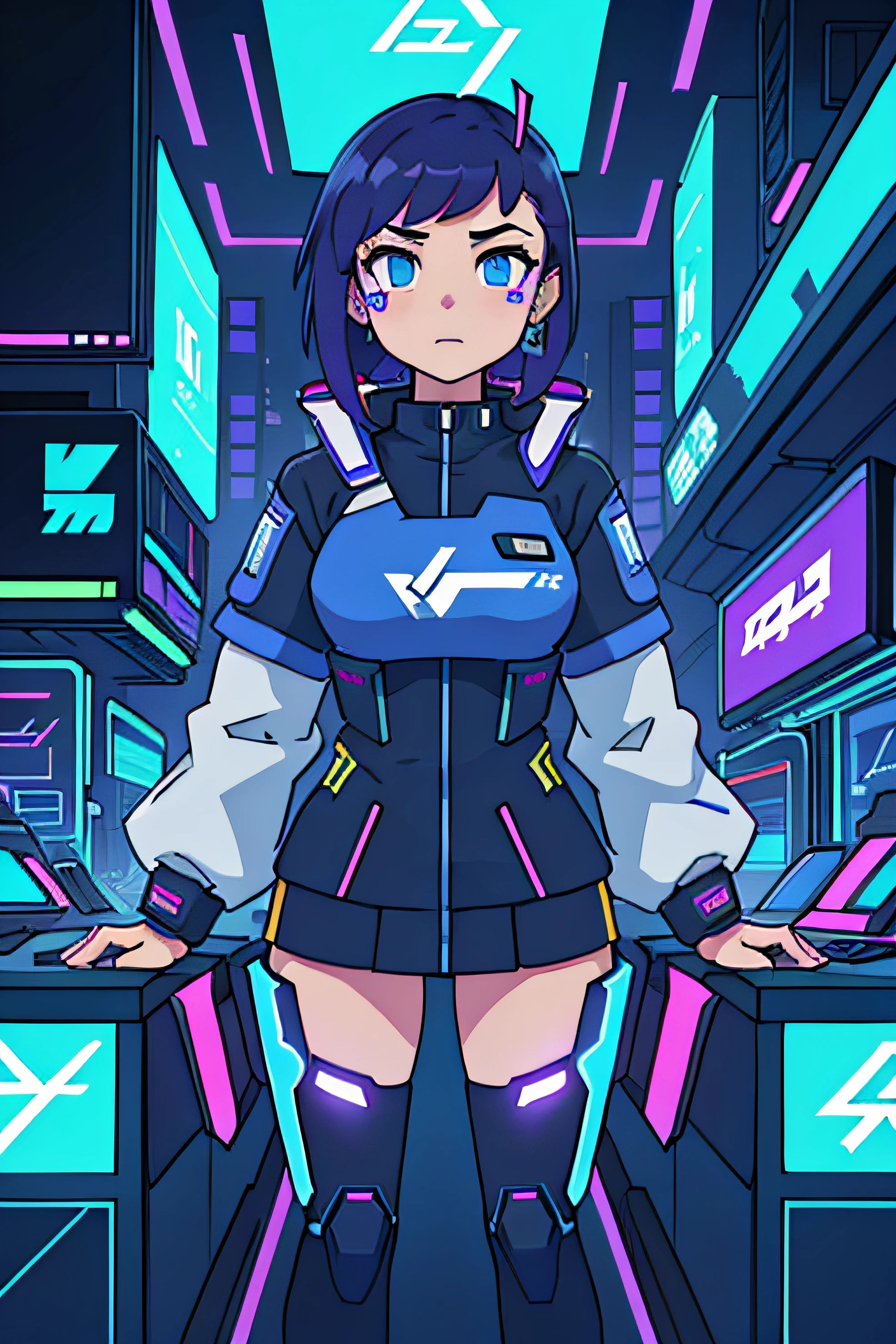 「NTTDATA Business Systems」Cyberpunk woman with logo of
