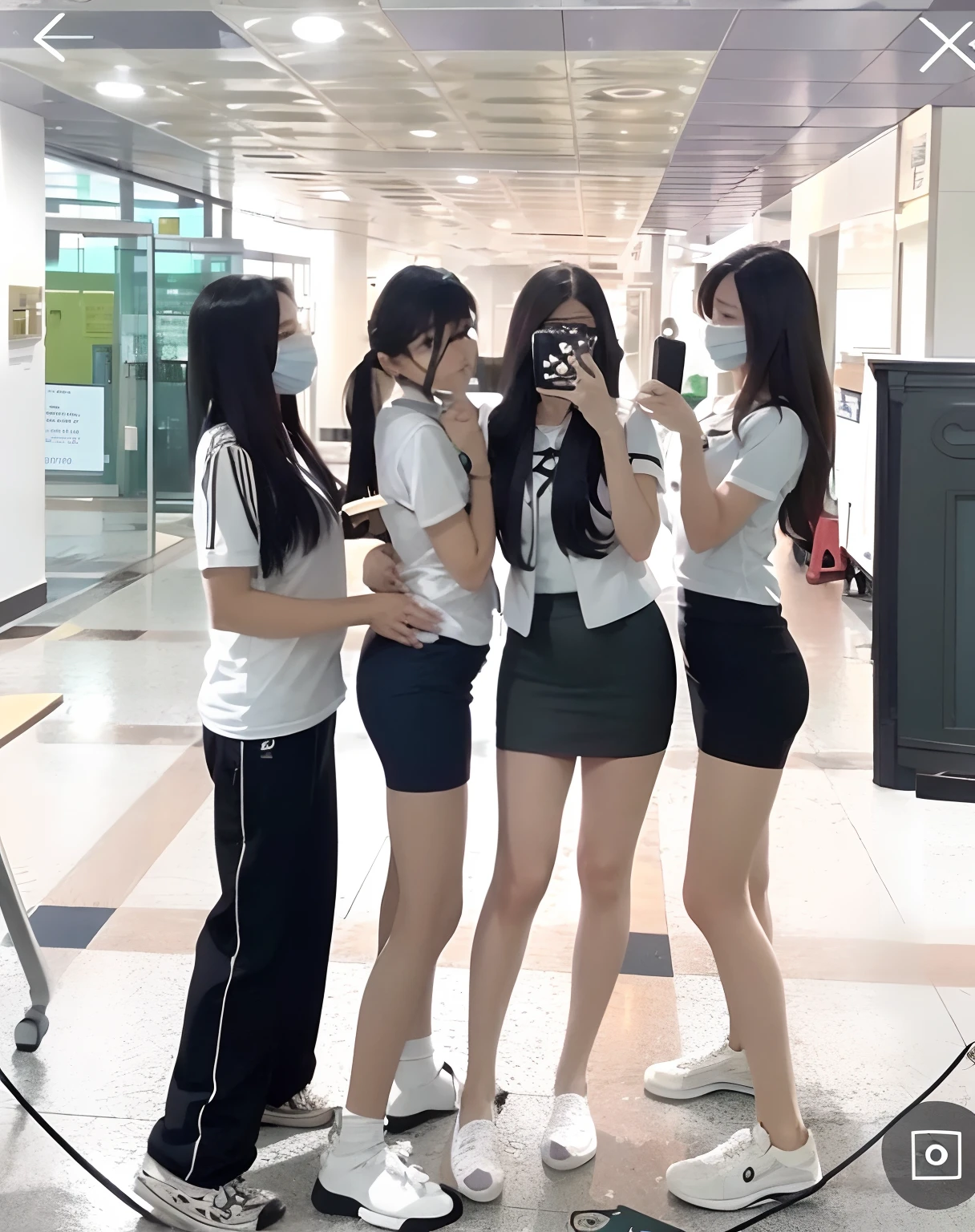 Three girls in school uniforms are taking pictures of themselves, posing for a photo, jk uniform, ulzzang, Pay special attention to the pose, profile photo, trending in CGSTATION, smooth in _ Background with, varied pose, photo shoot, taken in 2 0 2 0, profile photo, BLACKpink, wearing school uniform, Cute Girls, profile picture 1024px