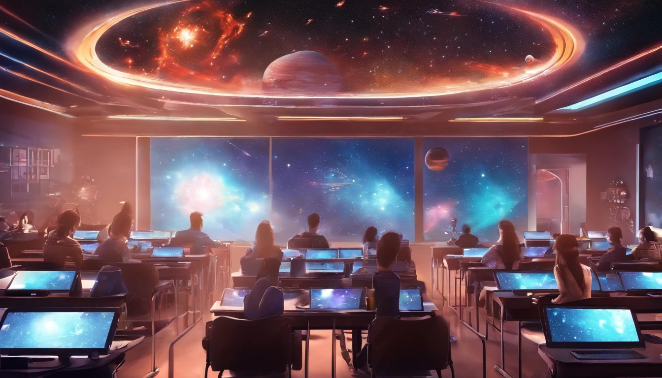 Beautiful female teacher in classroom