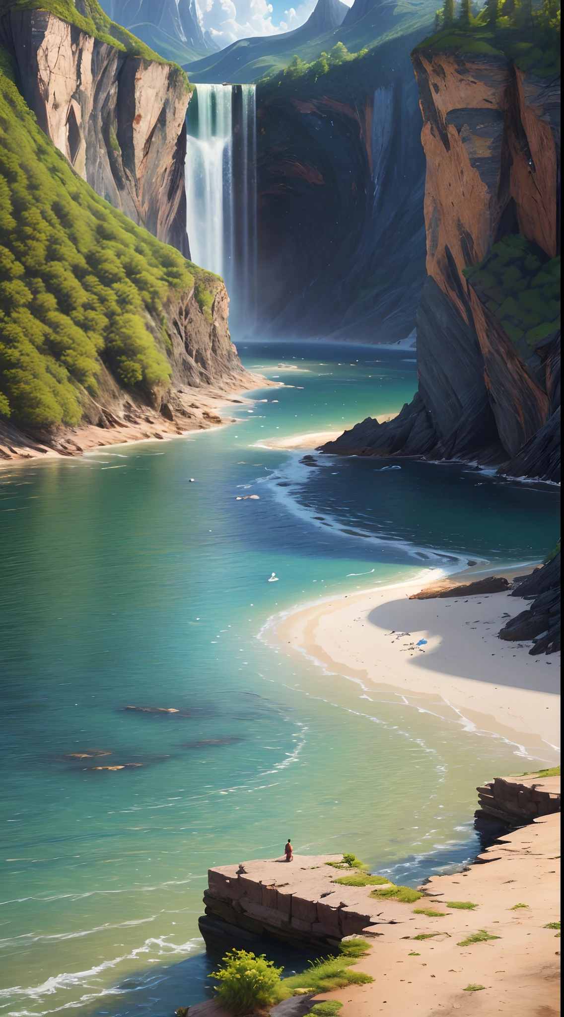 landscape, water, (extremely detailed CG unity 8k wallpaper), most beautiful artwork in the world, professional majestic oil painting, intricate, High Detail, Sharp focus, dramatic, photorealistic painting art