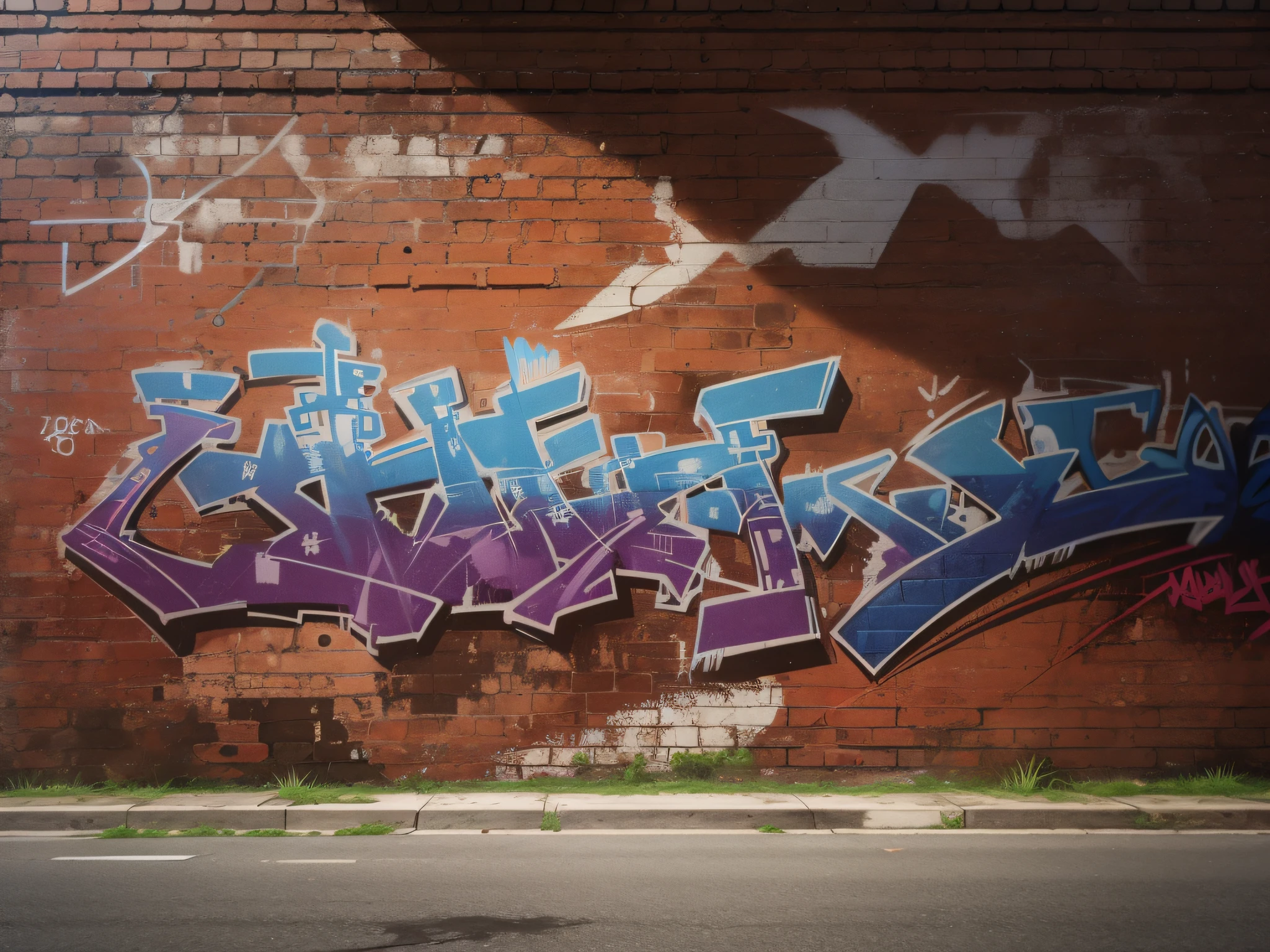 graffitied old brick wall