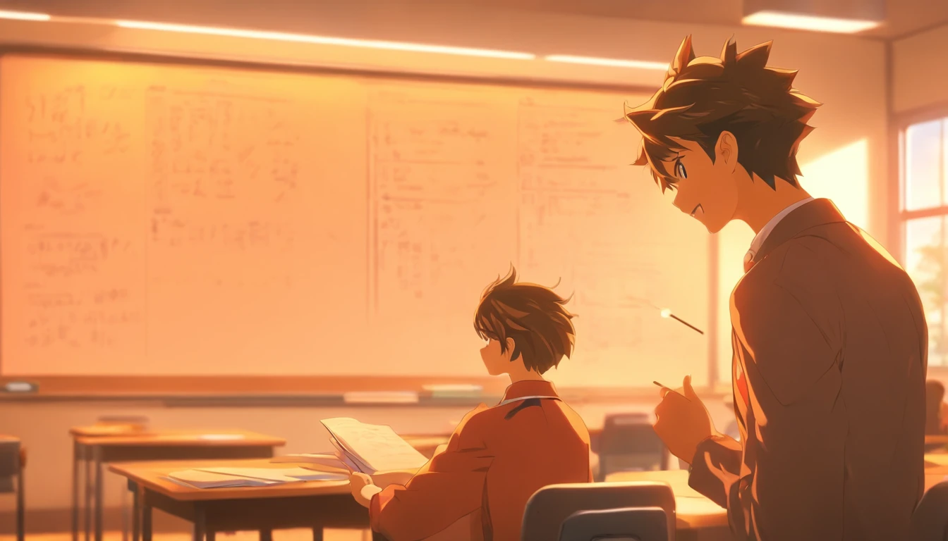 In the classroom,A teacher is lecturing a student