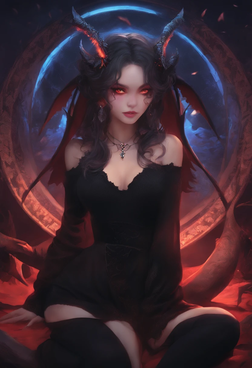 Anime girl succubus black sweater