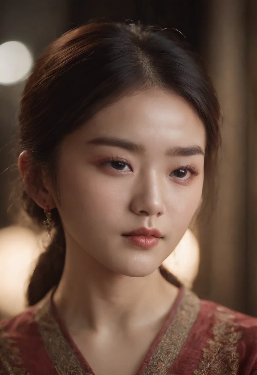 a Korean girl,Put on light makeup,Tattooed with,s the perfect face,CG,Cinematic lighting,incredibly detailed,ultra-realistic realism