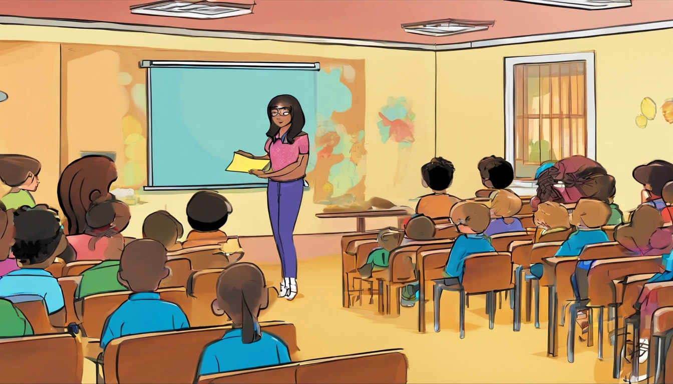 In the classroom,The teacher is lecturing the students