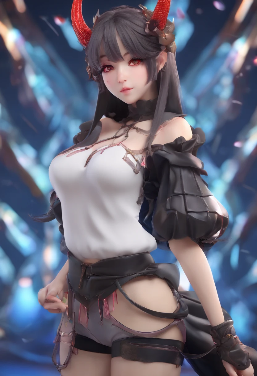 Anime girl succubus black sweater, best quality, cute, ultra detail, masterpiece, small breast, smart look, looking at viewer,