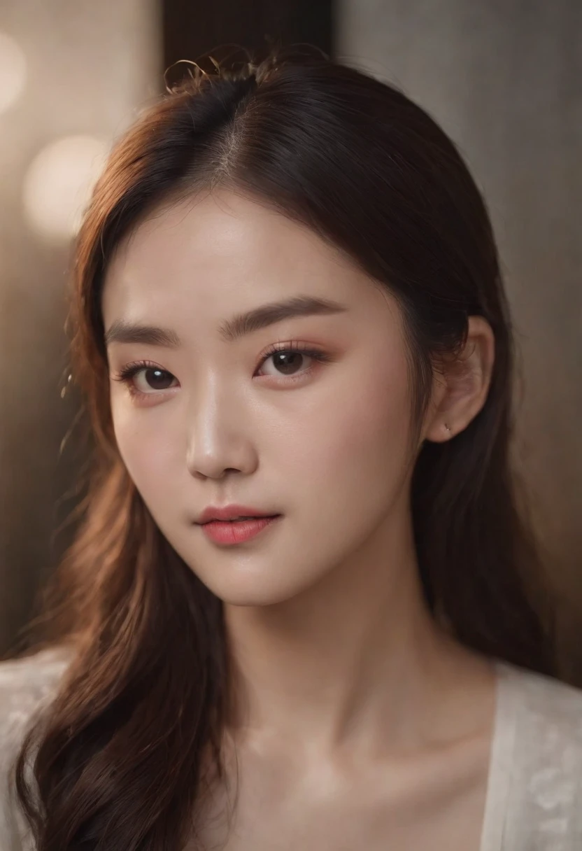 A beautiful Korean girl，Put on light makeup，Tattooed with，s the perfect face，CG，Cinematic lighting，incredibly detailed