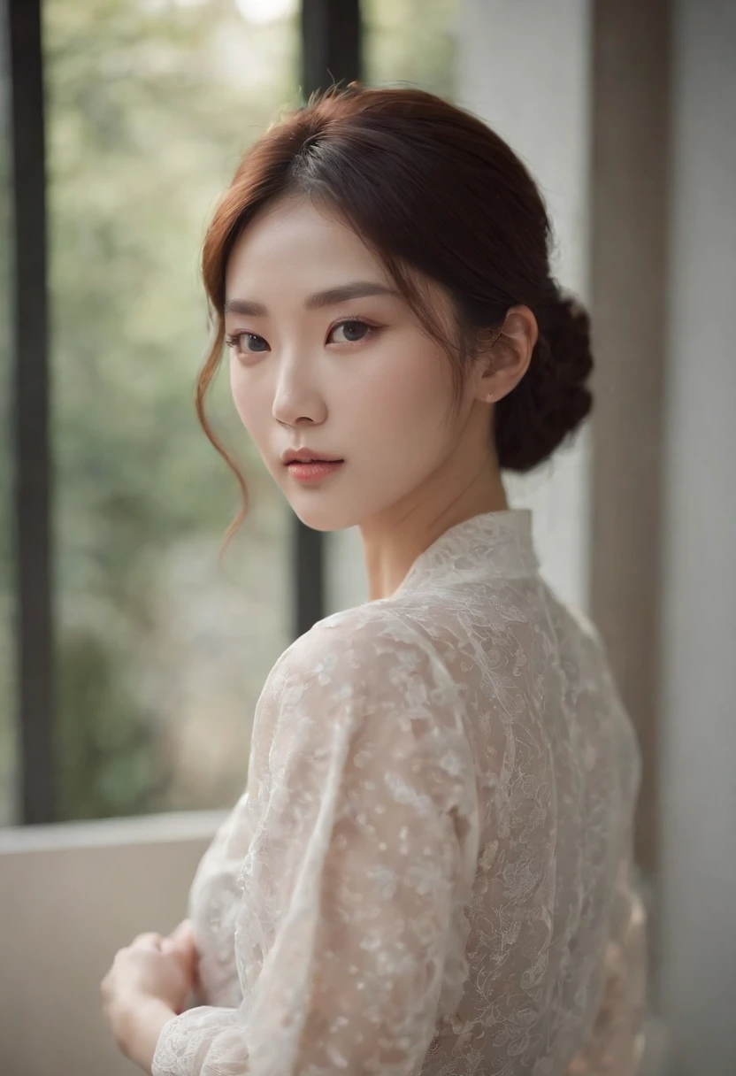 A beautiful Korean girl,Put on light makeup,Tattooed with,s the perfect face,CG,Cinematic lighting,incredibly detailed