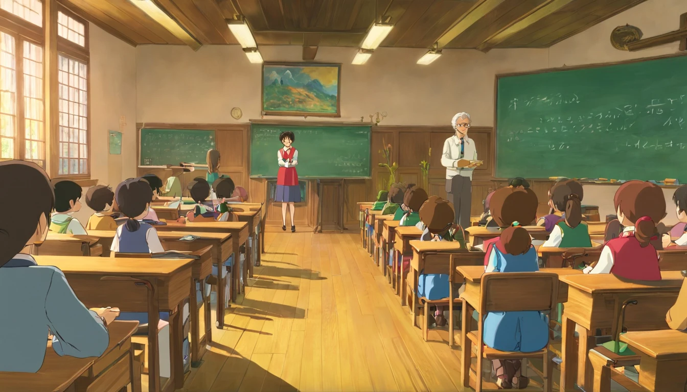 In the classroom,The teacher is lecturing the students,Beautiful teacher