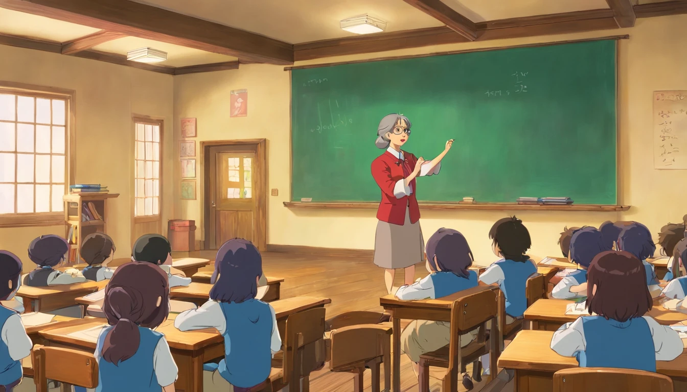 In the classroom,The teacher is lecturing the students,Beautiful teacher