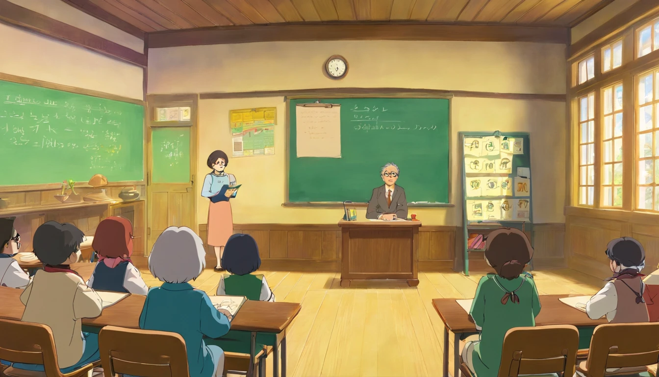 In the classroom,The teacher is lecturing the students,Beautiful teacher