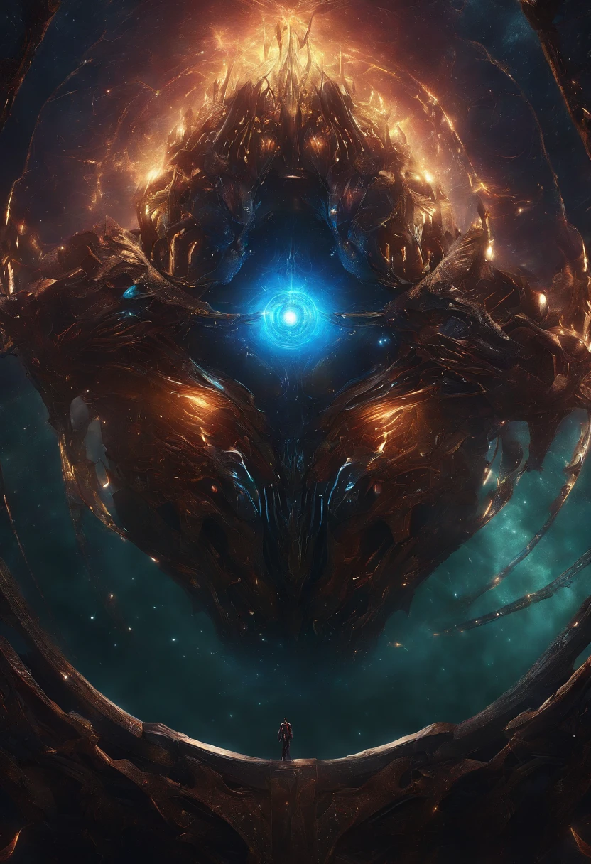 Fallen Angels of the Universe, radiant eyes, biomechanical, eery, creepy, nightmarish, Very bright colors, light Particle, bio luminescent, Musifer, Wallpaper Art, UHD Wallpapers、Rasvos、ironman