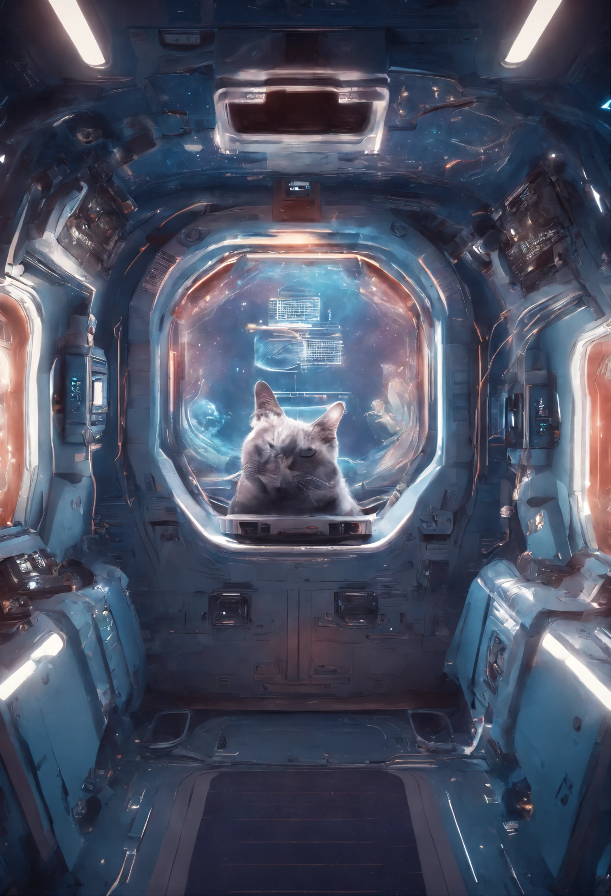 vray, machine aesthetics，Cat bag，Aircraft door design，sharp texture，patrick brown, computer art,