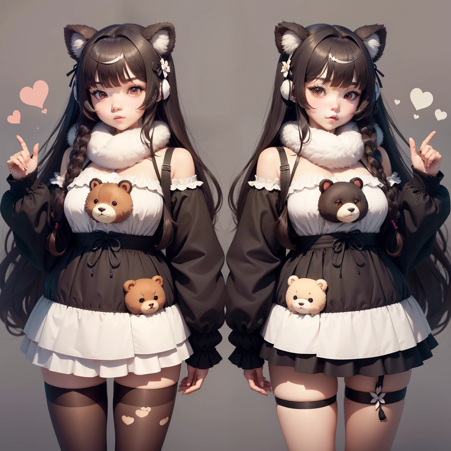 loose personality, like a mixture of a bear and a cat,、Mofumofu、Distinctive designs、Furry、Three-headed body