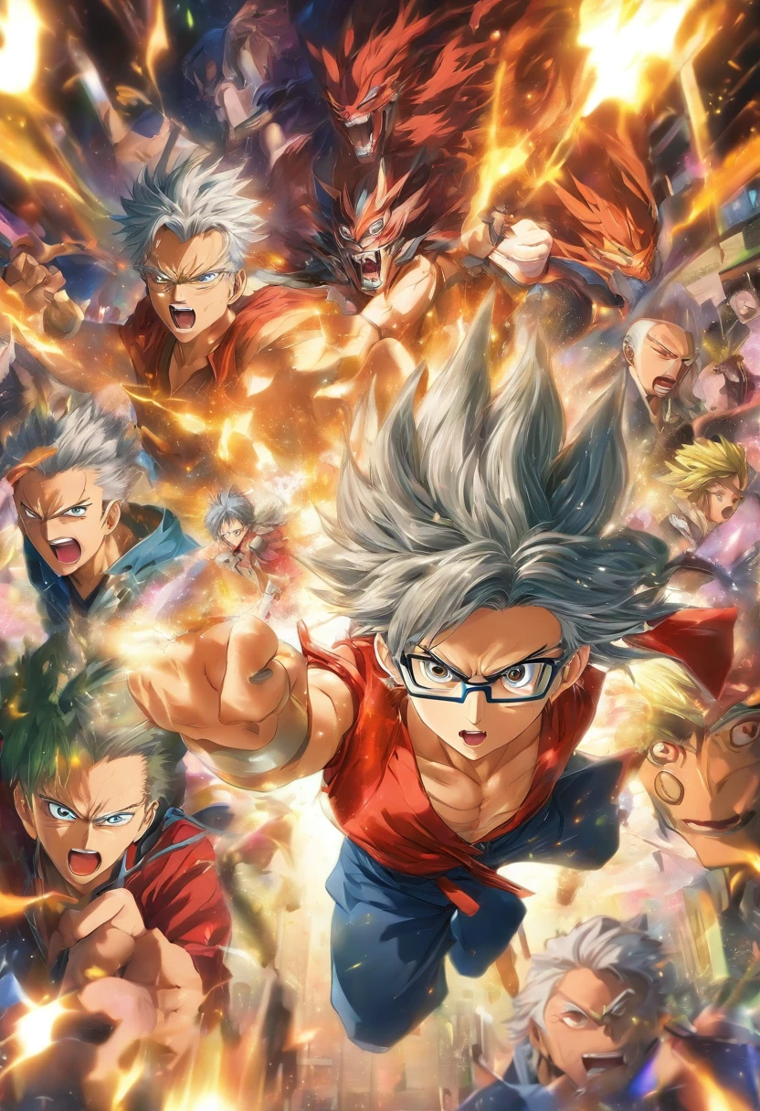 In the classroom,The teacher is lecturing the students,Gray-haired old teacher,Asian people,wears glasses,closeup cleavage,sharp focus on eyes,8K,super-fine,oil painted,Hyper-realistic,best qualtiy