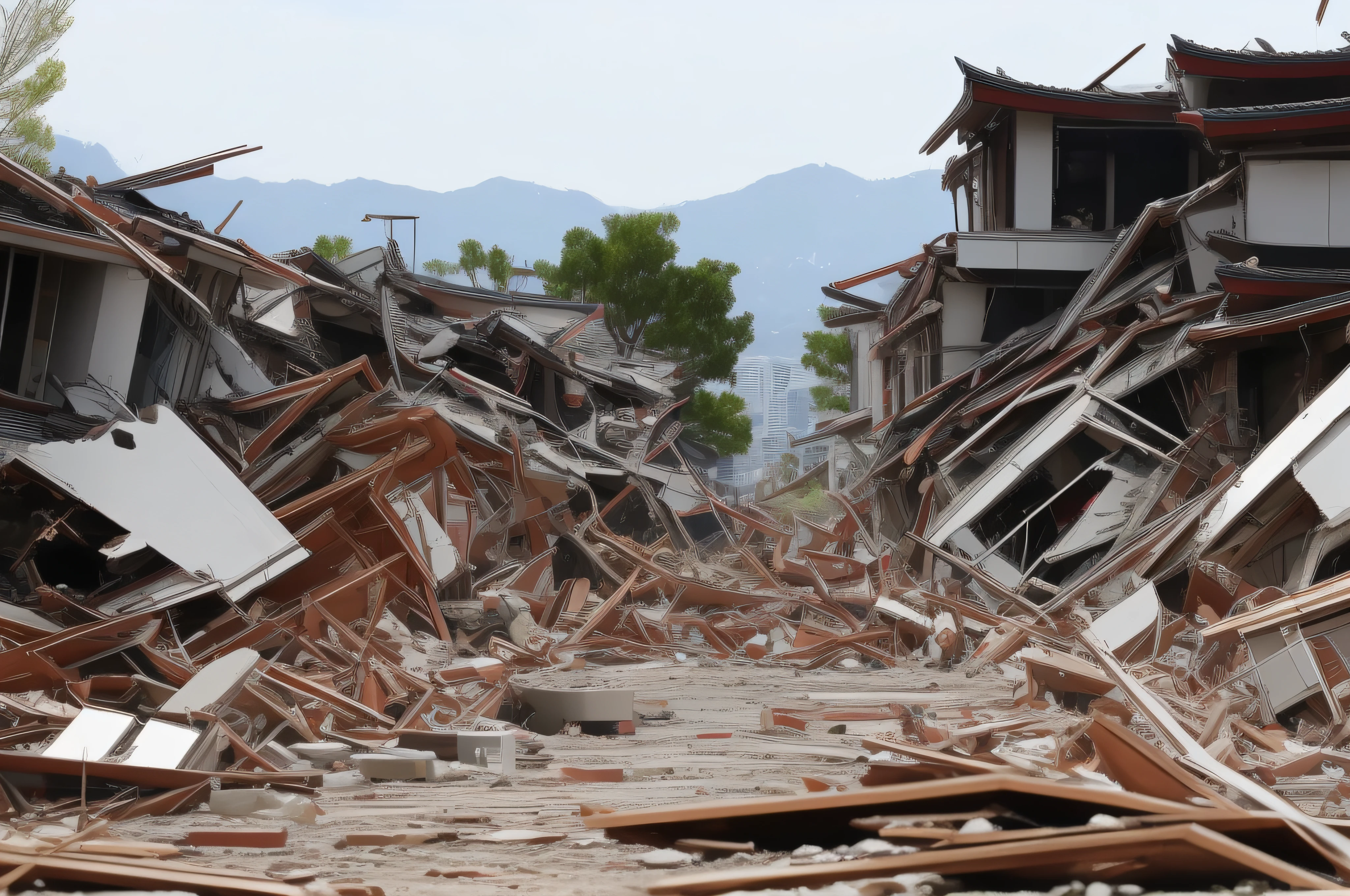 earthquakes、Broken Bill、Earthquake、Destroyed cityscape、collapse、destruction