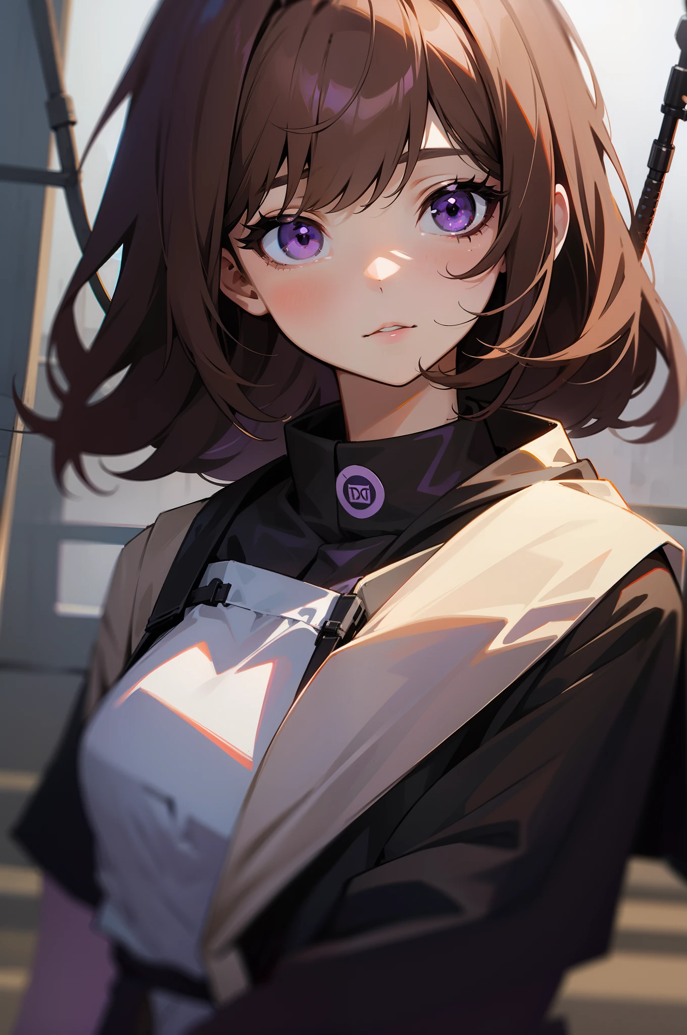 girl with、soio、brown haired、Hanging、a purple eye、doress、Department of Landmines、top-quality