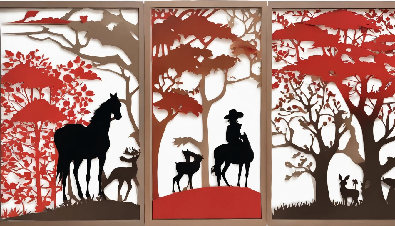 (Silhouette Art,cutouts:1.6)
(((Paper cutting art,A world where only black exists:1.3)
(Cowboy Shot),1 girl,Solo,
(Kimono Girl,profile:1.2),white, Clear and beautiful face,
BREAK
(Red autumn leaves)
Textured glass background,