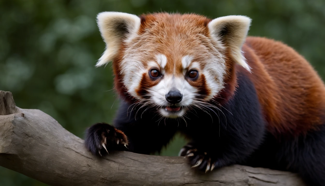 Red panda eating food