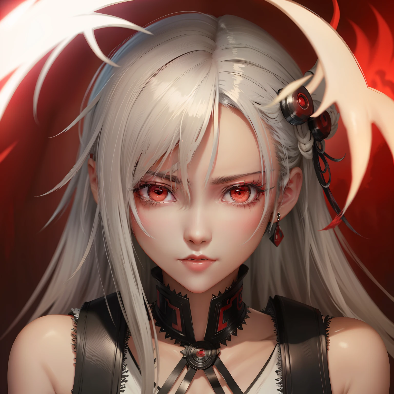 White hair and red eyes