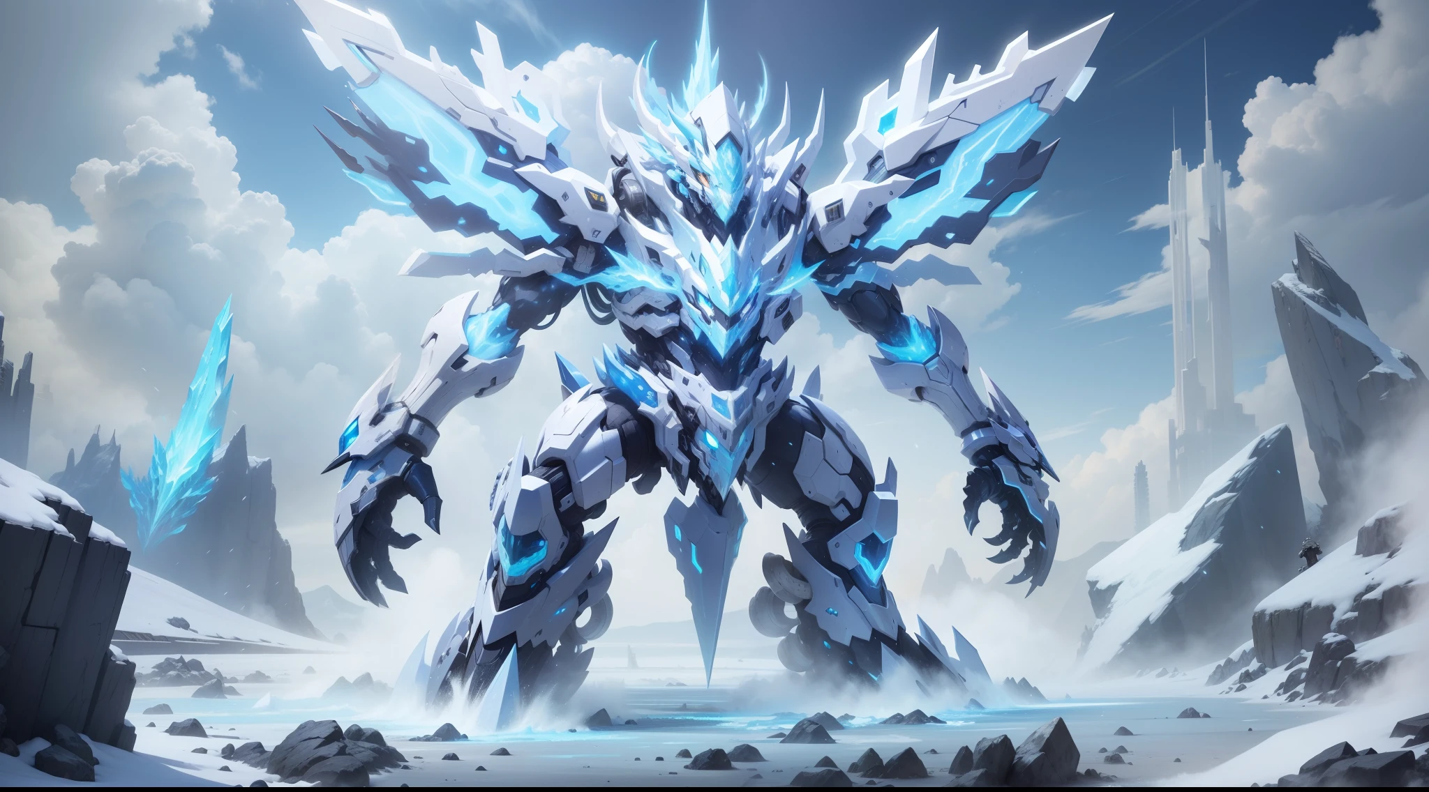 Zoid Digimon white elemental ice, skill power ice concept art fantasy