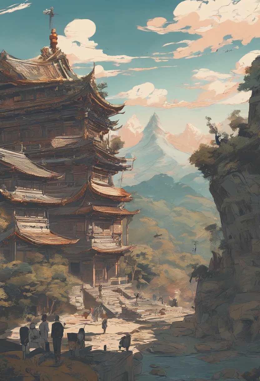 immortal，wonderland，ancient wind，Traditional chinese painting，Splash ink，smog，knight-errant，the detail，Exquisitely，SENSE OF CINEMA，4k