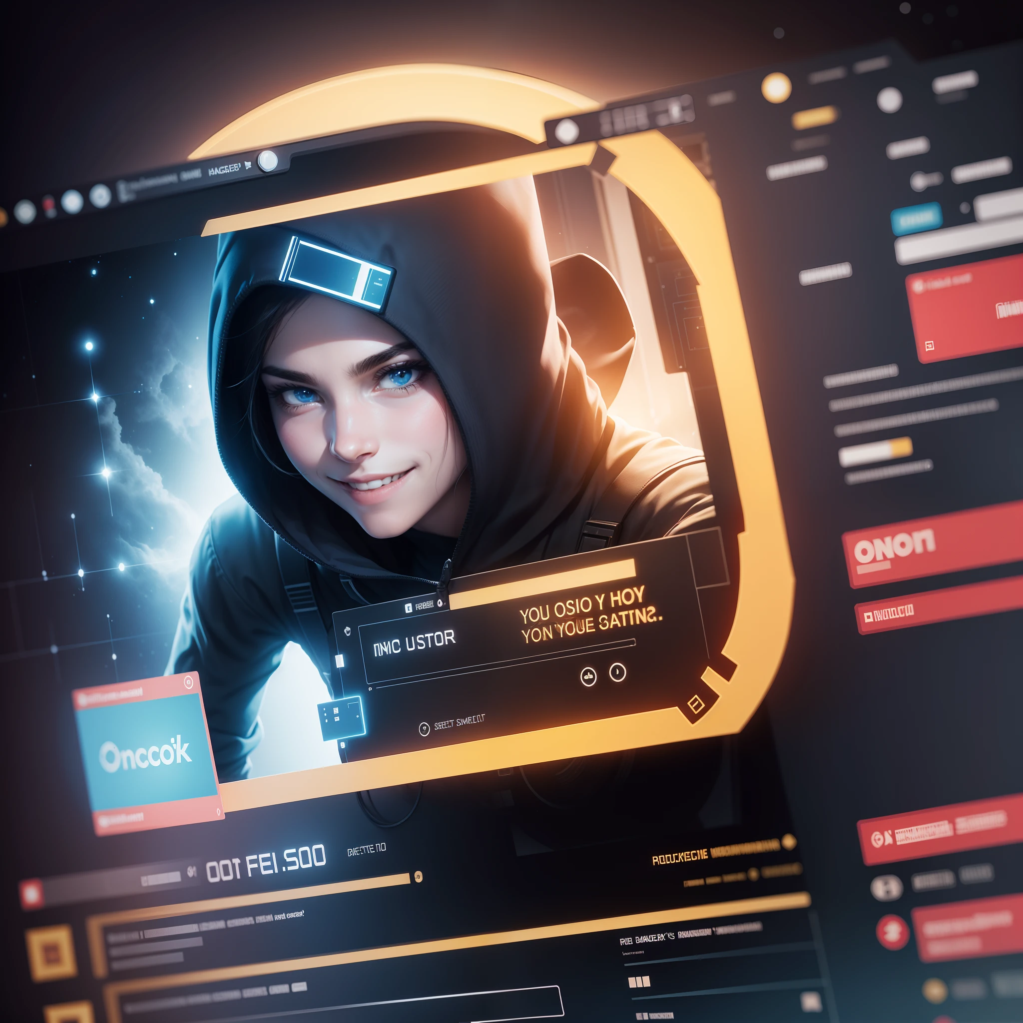hacker's display, control the universe, smile emoticon, you are an idiot!