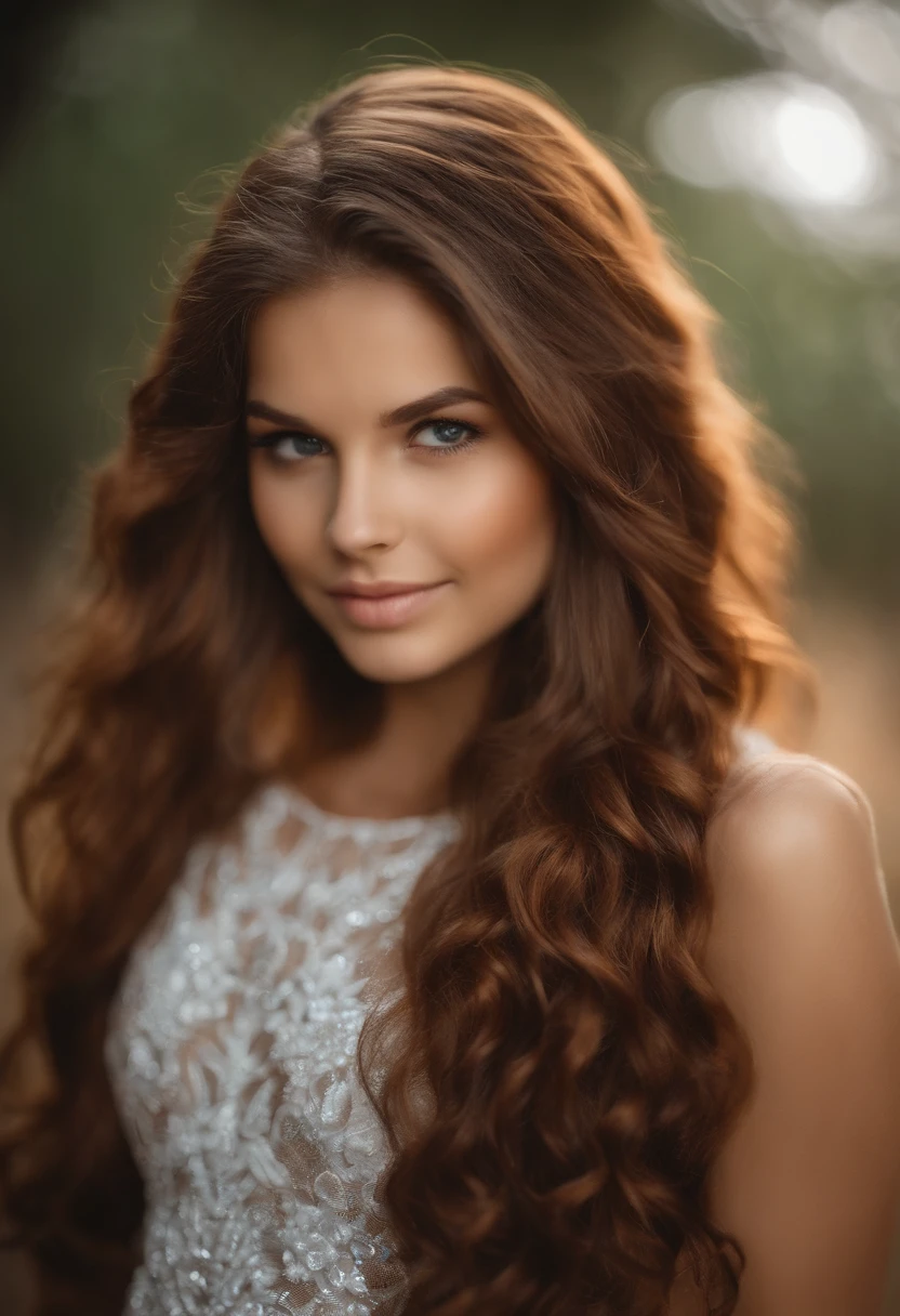 crie uma imagem de uma  jovem vibrante que aparenta ter cerca de 15 anos. Seus cabelos castanhos cacheados caem em cachos soltos, highlighting your unique personality. Seus olhos brilhantes irradiam uma curiosidade encantadora e um brilho de entusiasmo pelo mundo.