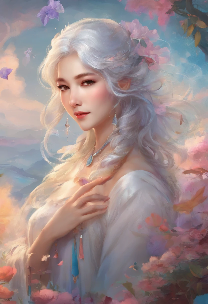 In the classroom，The teacher is lecturing the students，Gray-haired old teacher，Asian people，wears glasses，closeup cleavage，sharp focus on eyes，8K，super-fine，oil painted，Hyper-realistic，best qualtiy