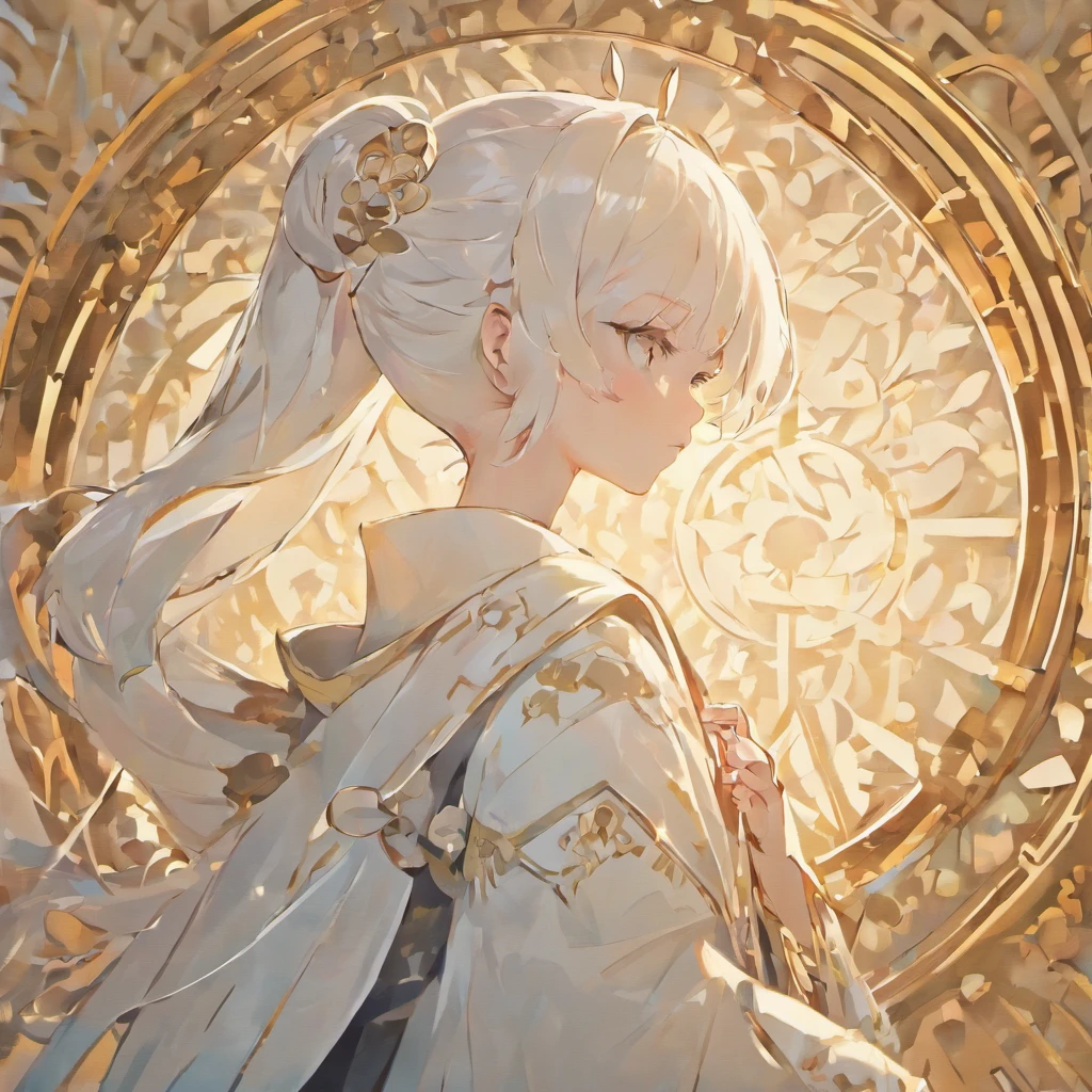 (White background:1.4),(Silhouette of male character, 1 male, Eyes closed, white hair, Oriental elements)，(Chinese illustration:1.3，paper art:1.3, Quilted paper art:1.2),( reasonable design, Clear lines, High sharpness,Best quality, Very detailed, Masterpiece, movie light effect, 4K )