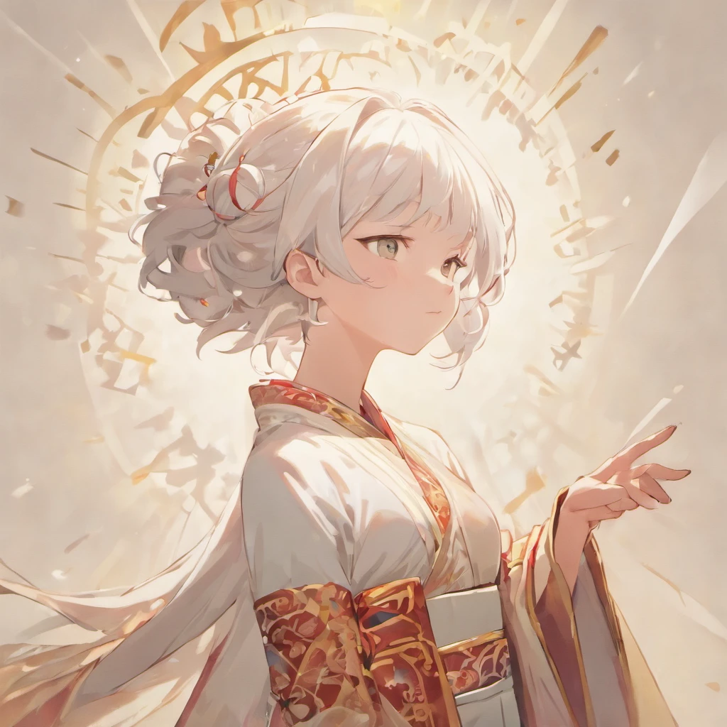 (White background:1.4),(Silhouette of male character, 1 male, Eyes closed, white hair, Oriental elements)，(Chinese illustration:1.3，paper art:1.3, Quilted paper art:1.2),( reasonable design, Clear lines, High sharpness,Best quality, Very detailed, Masterpiece, movie light effect, 4K )