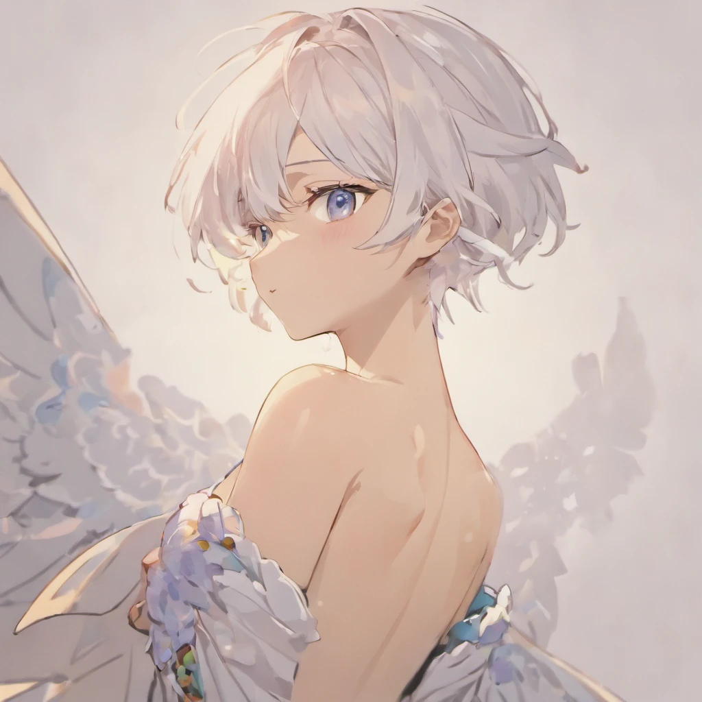 (White background:1.4), Silhouette of male character, 1 male, no shirt, shirtless male, Eyes closed, white hair, Oriental elements,(Chinese illustration:1.3,paper art:1.3, Quilted paper art:1.2),( reasonable design, Clear lines, High sharpness,Best quality, Very detailed, Masterpiece, movie light effect, 4K )