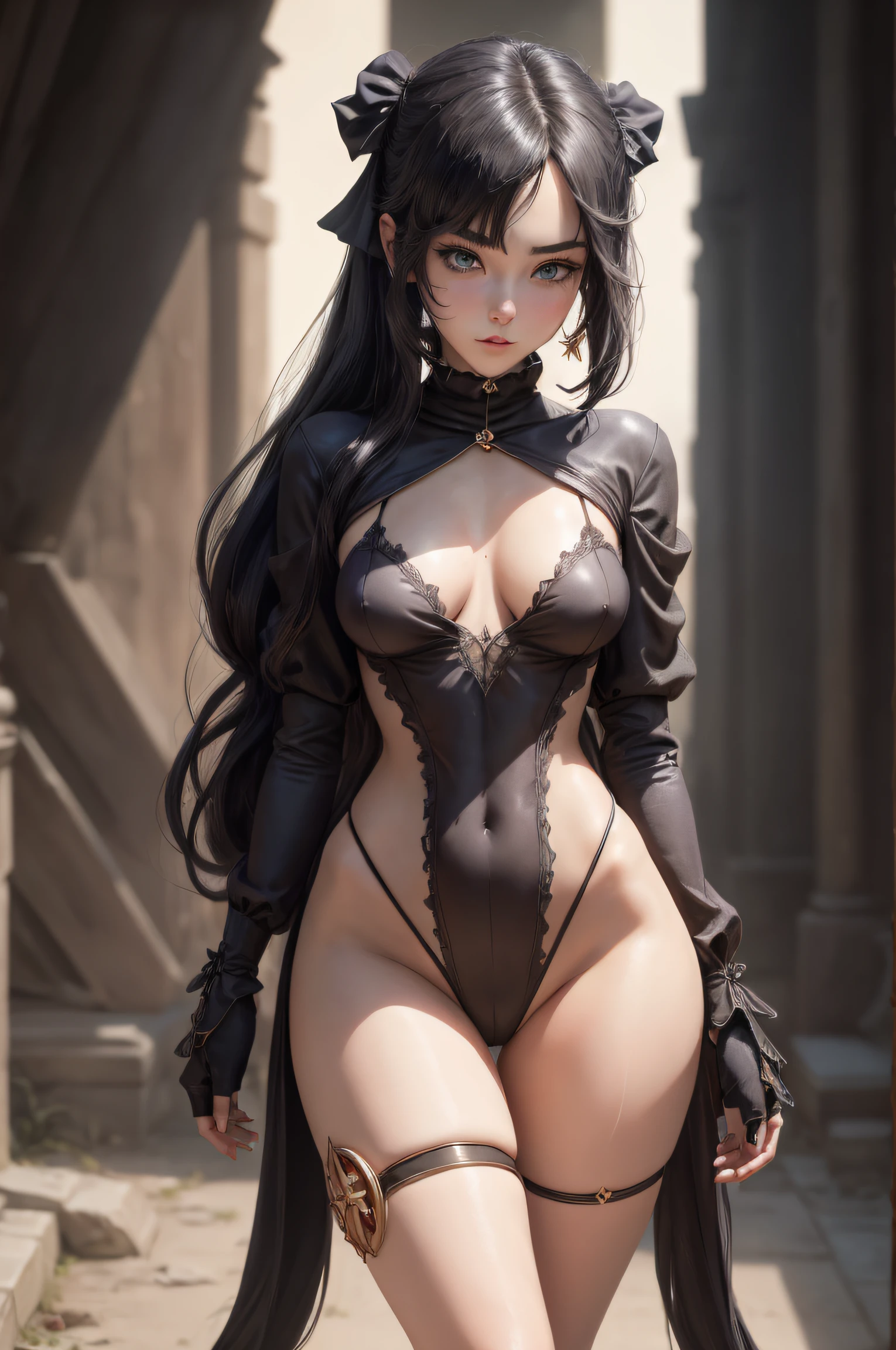 Girl standing and sexy looking at the camera, She is dressed in black sexy clothes, Girl shows breasts, ((She has small breasts)), (((tiny breasts))), Her hair is purple, Background to the Queen's Palace, skinny waist, Slender figure, Appearance of the model, confusion, sexuality, Beautiful ears, blue eyes, Casual clothes of kings, Sexy Queen's Clothes, pantyhouse, black tights, little chest, Sweet girl, attractive anime girl, beautiful anime girl, Cute beautiful anime woman, detailed digital anime art, beautiful anime girl, beautiful anime girl, Anime with small details, Best Quality, Masterpiece, Ultra-detailed, Beautiful, hight resolution, Original,CG 8K ультрареалистичный, perfect artwork, beatiful face, Face Clean, Skin, hyper realistic, Ultra Detailed, A detailed eye, dramatic  lighting, (Realistic) Realistic, Full HD, Best Quality, Best Quality, Beautiful lighting, (8k wallpaper of extremely detailed CG unit), High Details, sharp-focus, The art of dramatic and photorealistic painting, beautiful smile, The girl shows interest in her appearance, bare breast, naked legs, wet body, black sexy briefs, Black Lingerje,