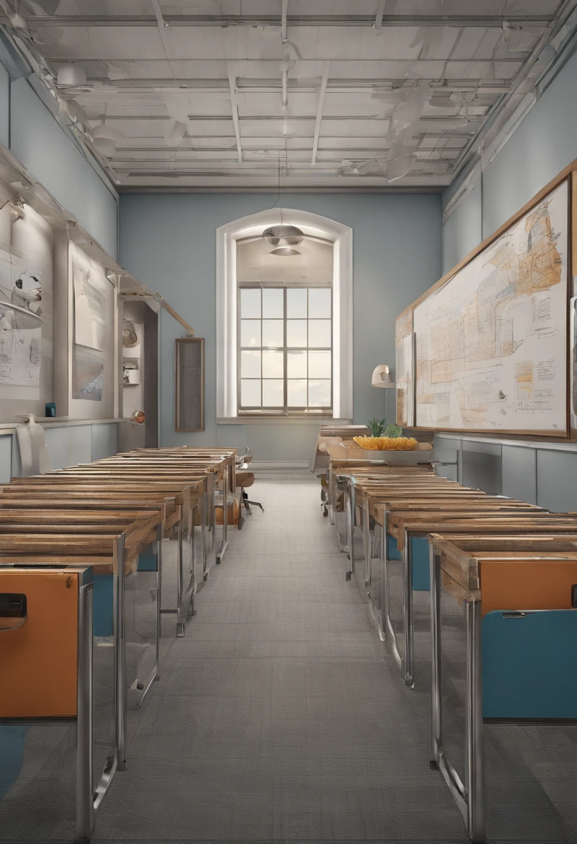 In the classroom,The teacher is lecturing the students,Gray-haired old teacher,Asian people,wears glasses,closeup cleavage,sharp focus on eyes,8K,super-fine,oil painted,Hyper-realistic,best qualtiy
